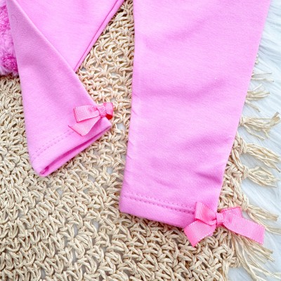 Conj. Jaqueta de Pelinho de Corações e Calça Legging - Pink